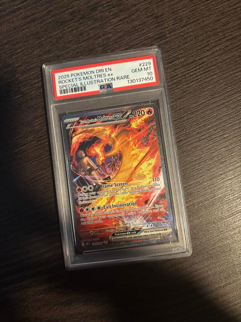 PSA 10 Rocket's Moltres ex Special Illustration Rare, Ophalen of Verzenden, Nieuw, Losse kaart