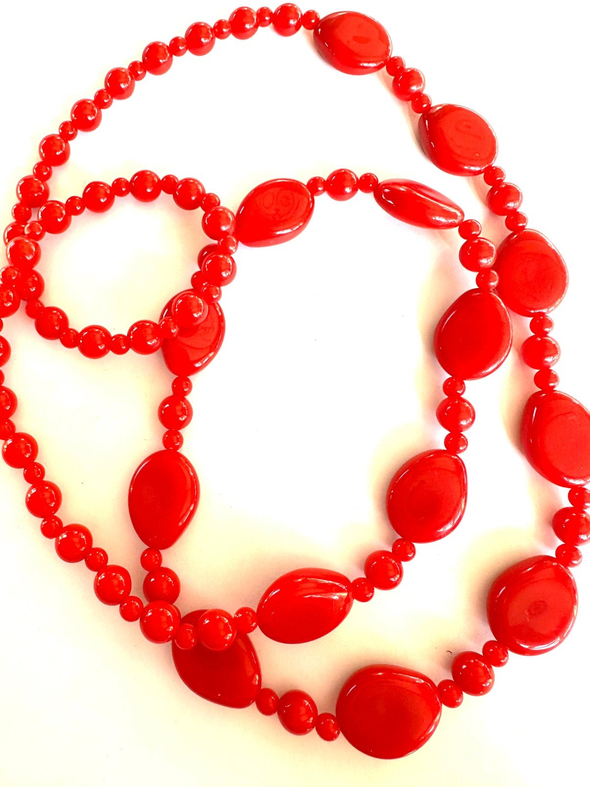Fel rode vroeg kunststof lange celluloid ketting, Verzenden, Overige materialen, Ketting