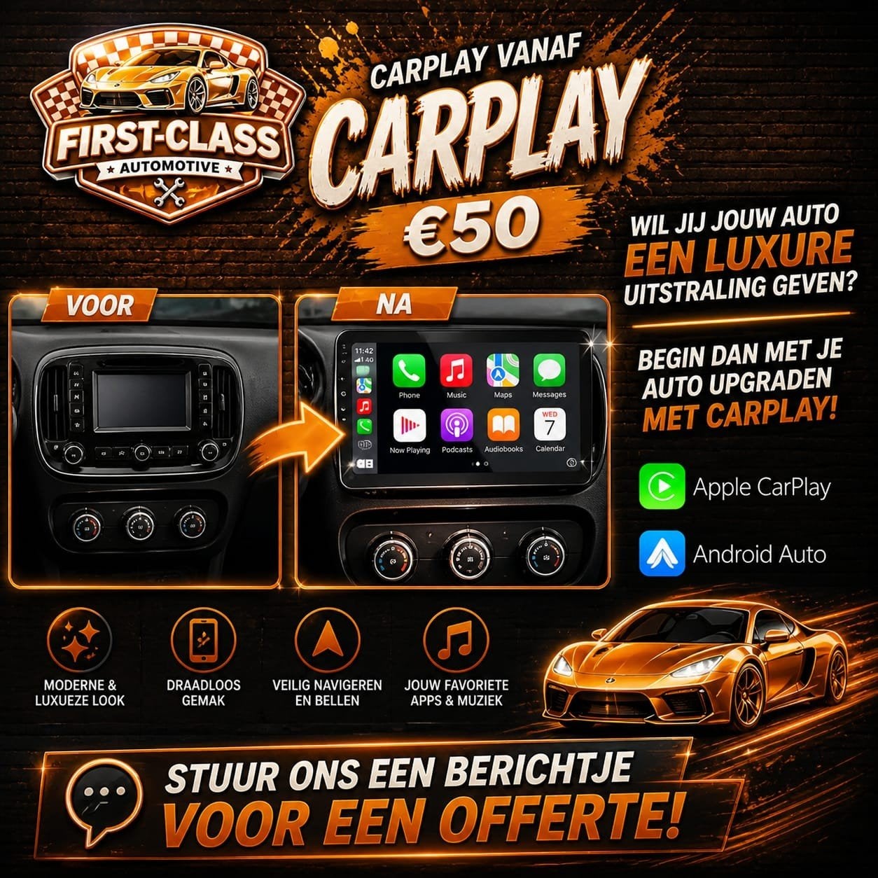 Professionele CarPlay inbouw diverse merken, Ophalen, Nieuw