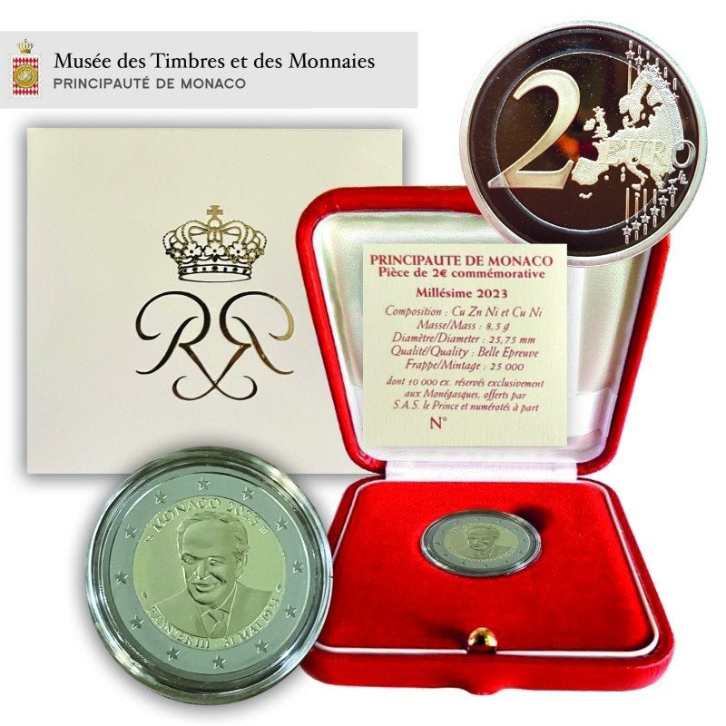 2 euro Monaco 2023 - 100 jaar Reinier III (PROOF), Ophalen of Verzenden, Monaco, 2 euro, Setje