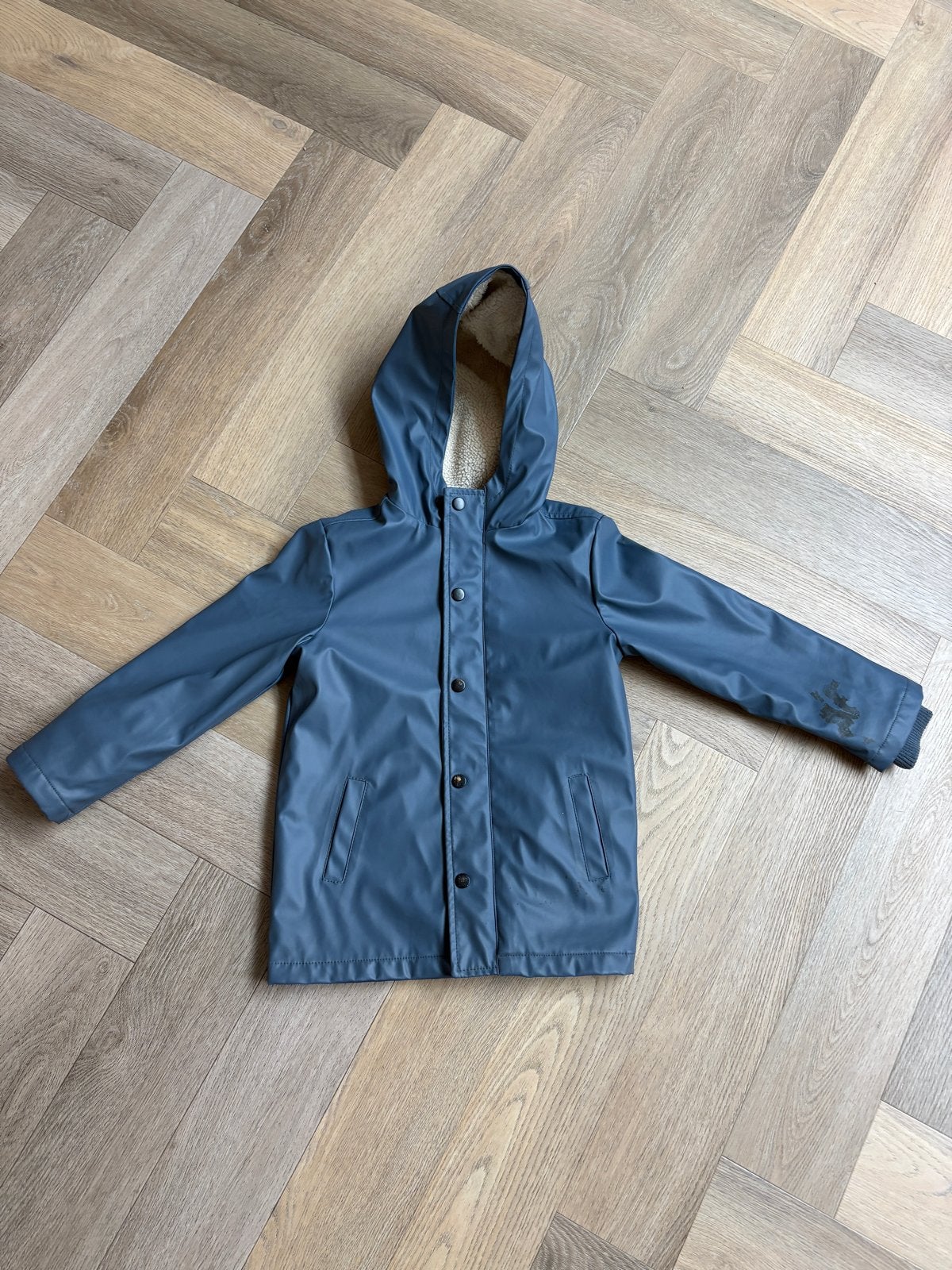 Blauwe regenjas met maat 110/116, Ophalen, Gebruikt, Jongen of Meisje