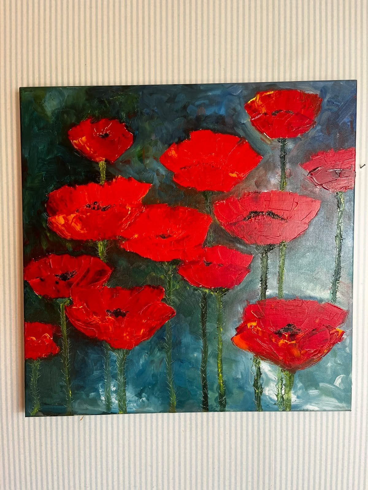 Schilderij klaprozen, Ophalen
