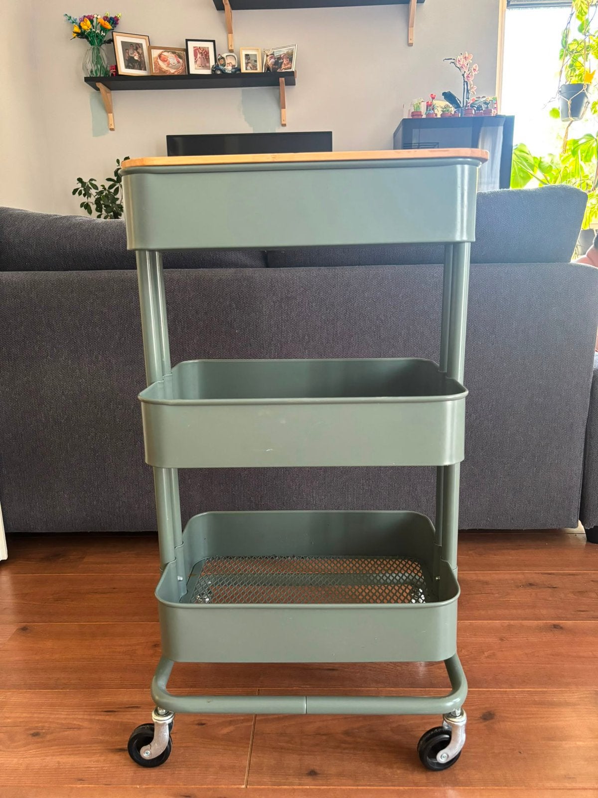 IKEA RÅSKOG trolley met 3 etages en bamboe bla, Ophalen