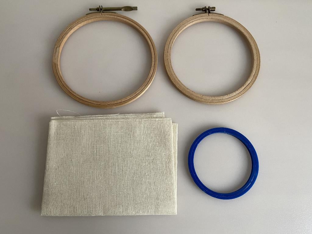 3 Borduurringen Borduren Ring Linnen Stof, Ophalen of Verzenden, Gebruikt, Overige typen
