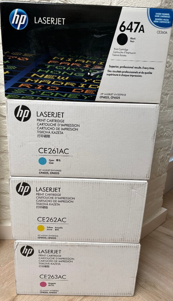 4 HP toners CE260A-CE261A-CE262A-CE263A HP CP4025/CP4525, Ophalen of Verzenden, Nieuw, Toner, HP (ORIGINEEL)