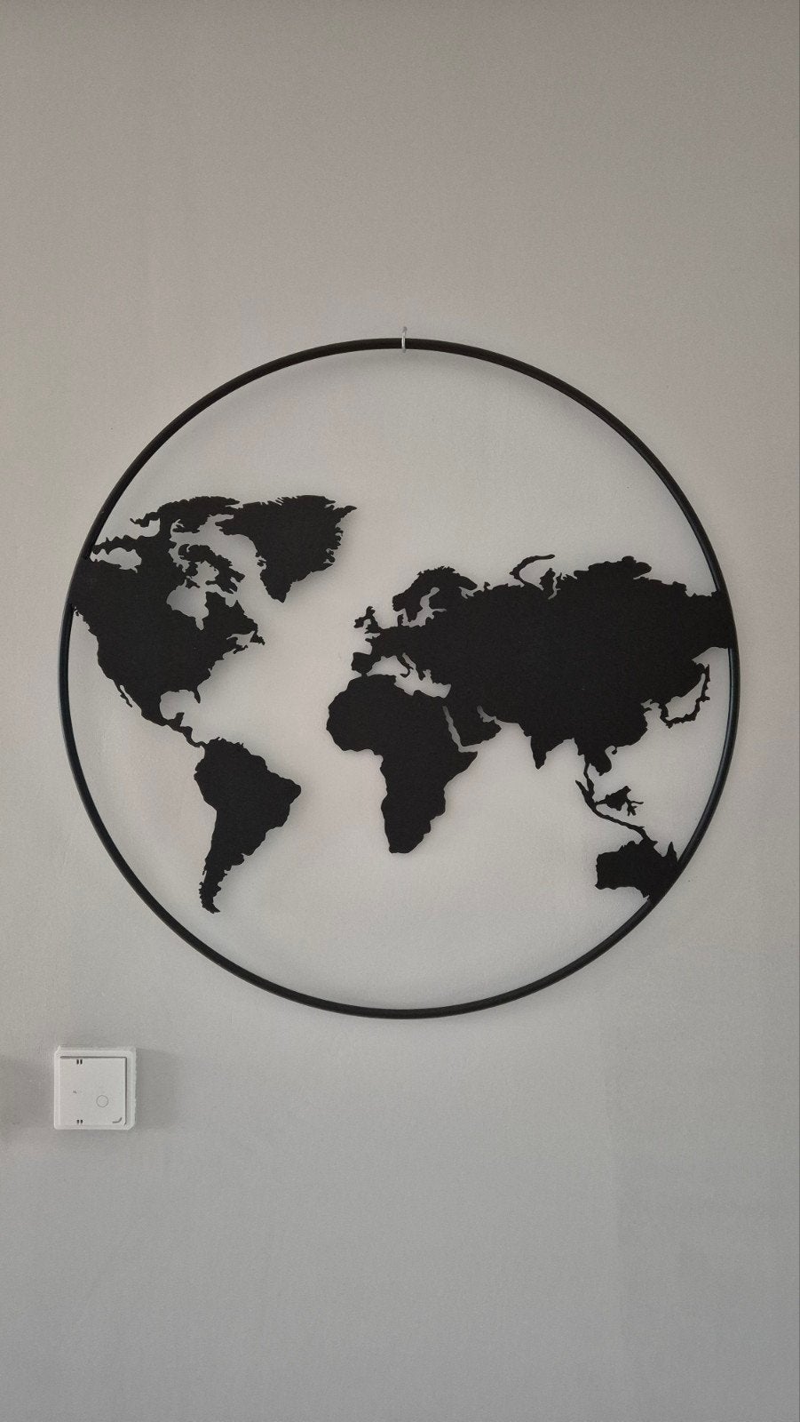 Wanddecoratie Wereldkaart van Metaal, Ophalen, Metaal, Wandsculptuur, Zwart