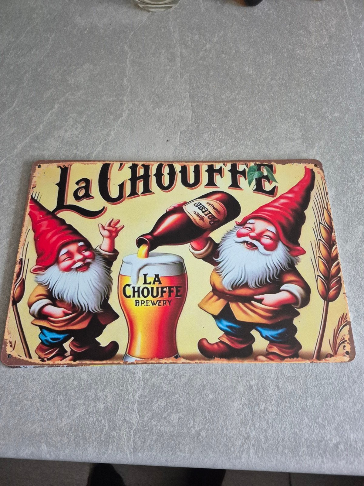 La Chouffe Reclamebord - Kabouters Bier, Ophalen of Verzenden, Zo goed als nieuw, Reclamebord