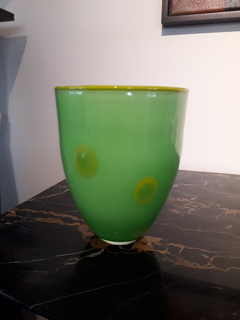 SCHITTERENDE VINTAGE GROENE VAAS I.Z.G.STAAT hoog 18,5 cm, Ophalen of Verzenden