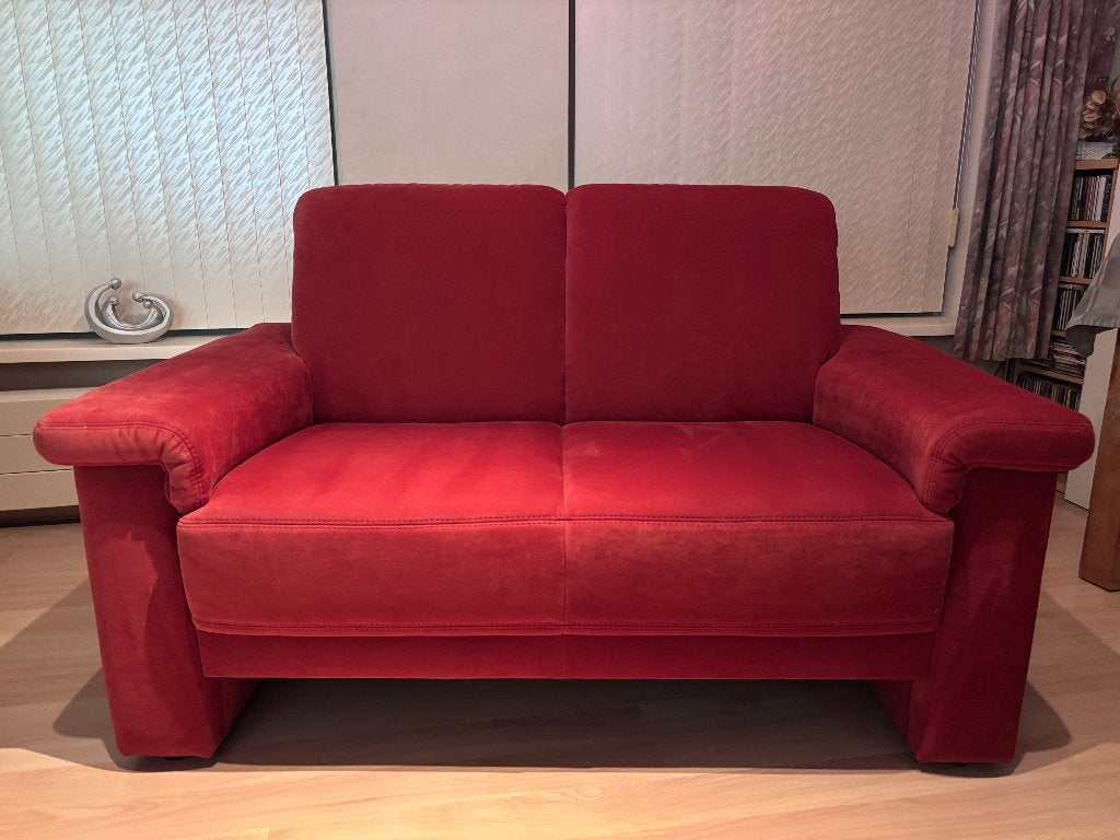 Bankstel alcantara rood, Huis en Inrichting, Banken | Bankstellen, Ophalen, Gebruikt, 150 tot 200 cm, 75 tot 100 cm