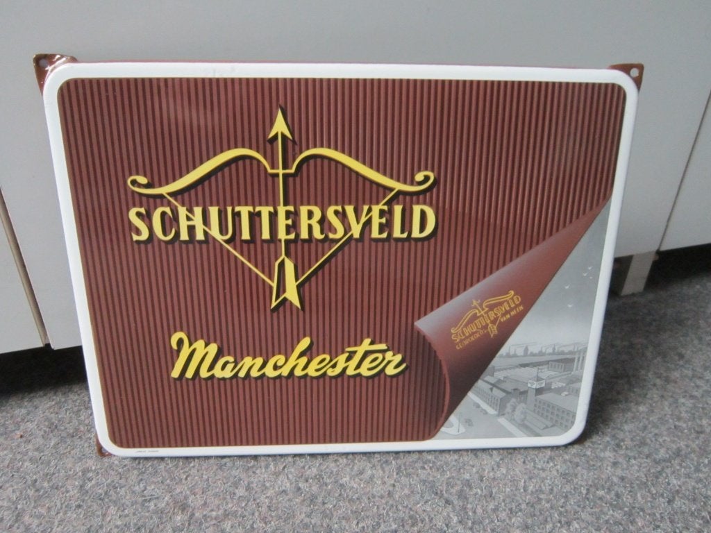 SCHUTTERSVELD EMAILLE RECLAMEBORD, Ophalen, Gebruikt, Reclamebord