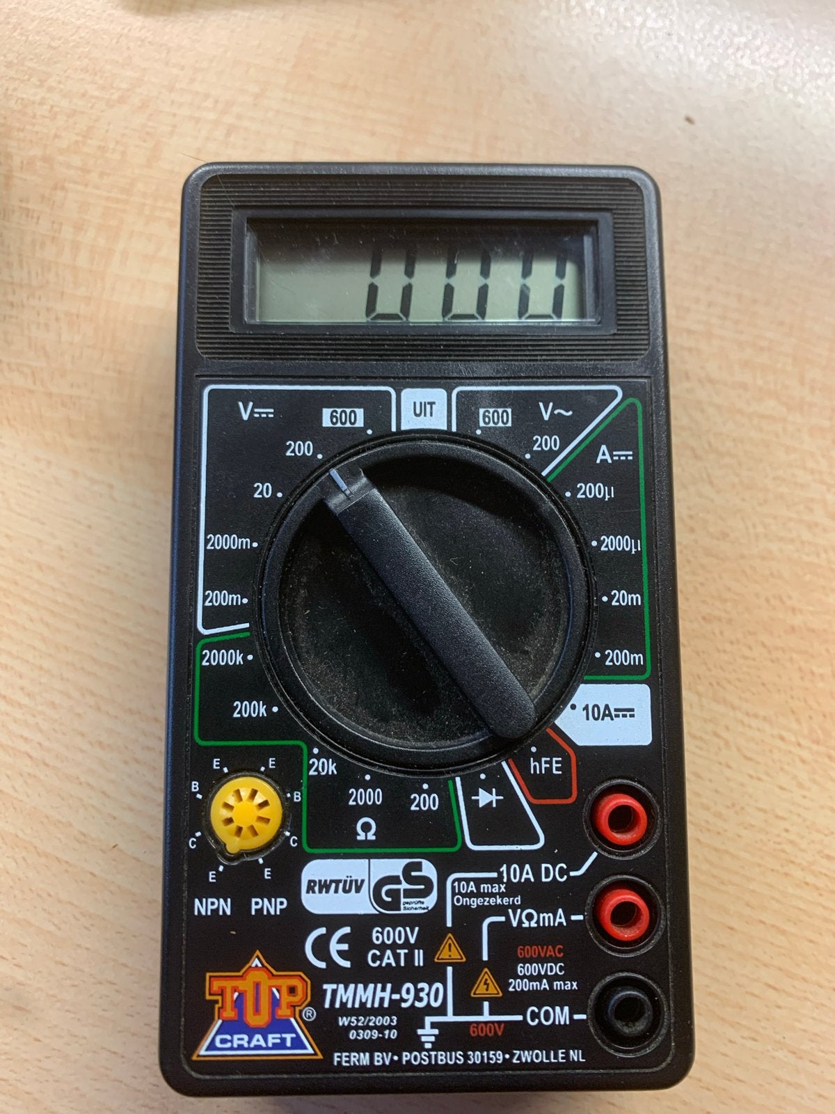 Multimeter TMMH-930 - Meet spanning, stroom en weerstand, Ophalen of Verzenden, Gebruikt, Multimeter