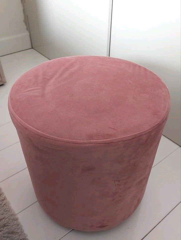 Leuke ronde poef oud roze velvet velours, Huis en Inrichting, Minder dan 50 cm, Rond, Minder dan 50 cm, Ophalen of Verzenden