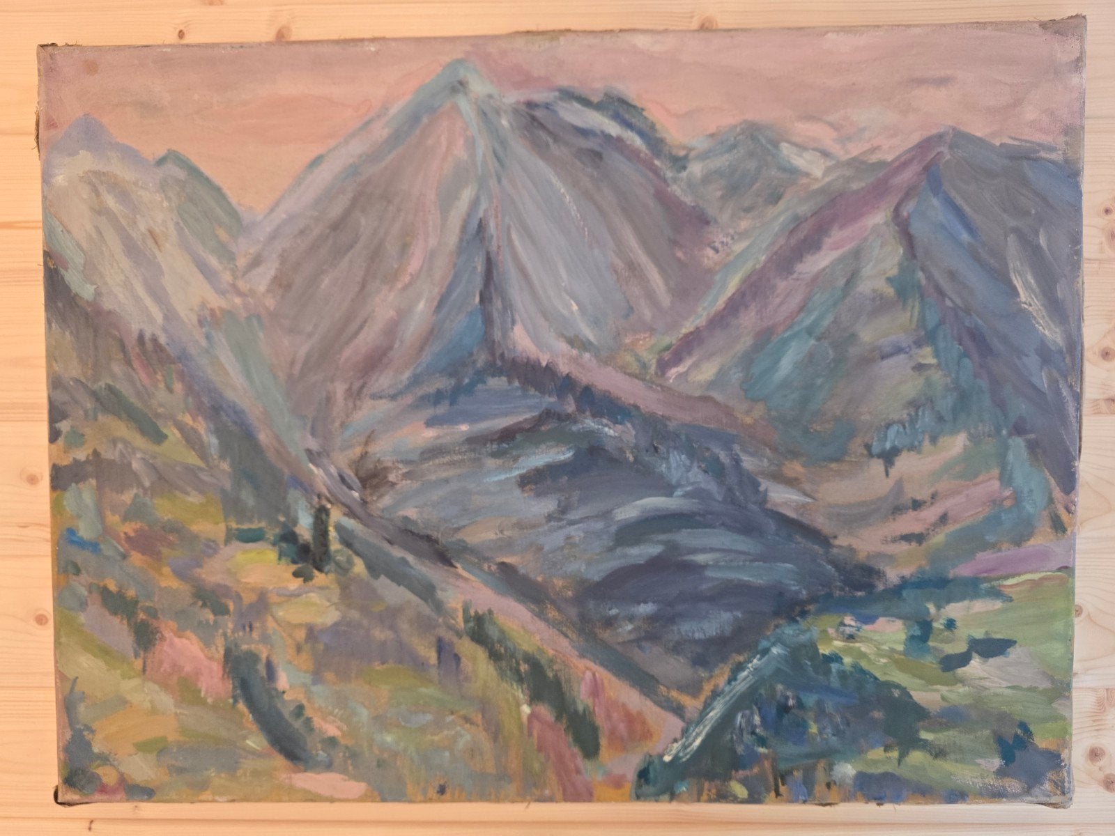 P.C. Kuiper Groot Schilderij Berglandschap 60 x 80 cm, Ophalen of Verzenden