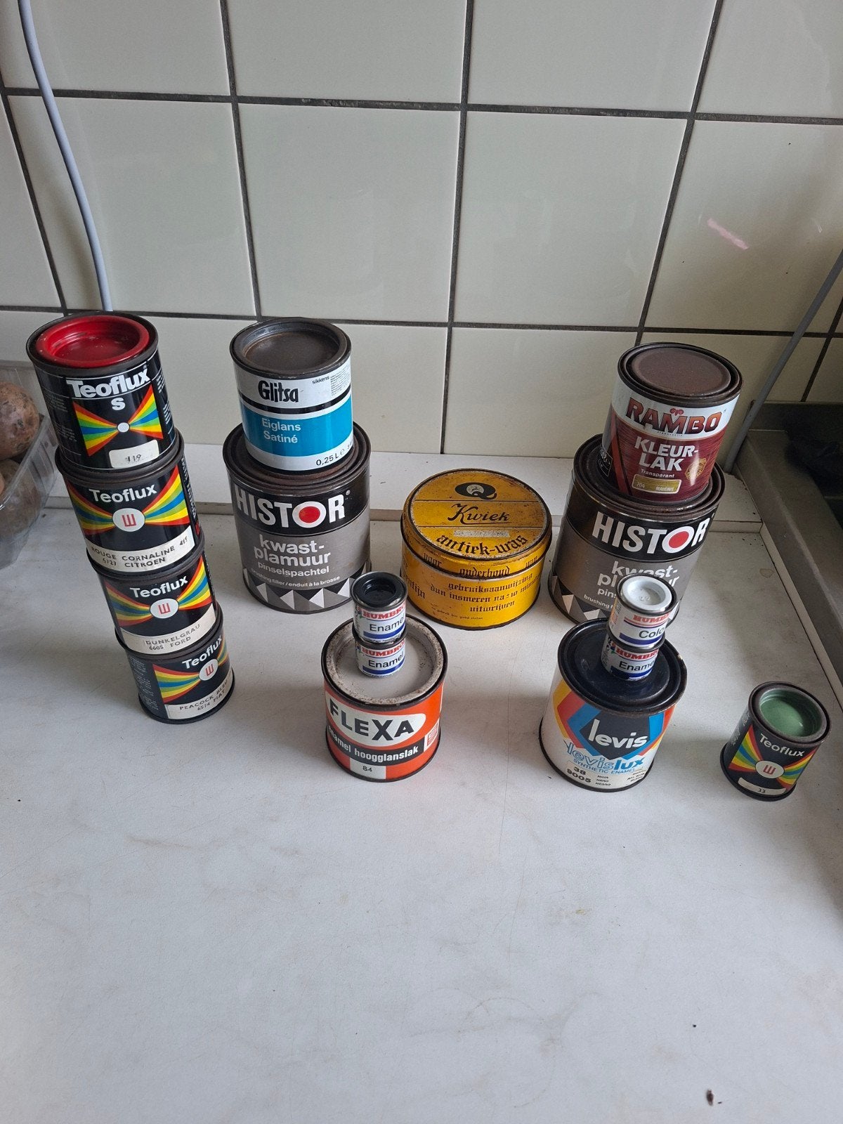 verf blikken verzameling, Ophalen, Gebruikt, Verpakking