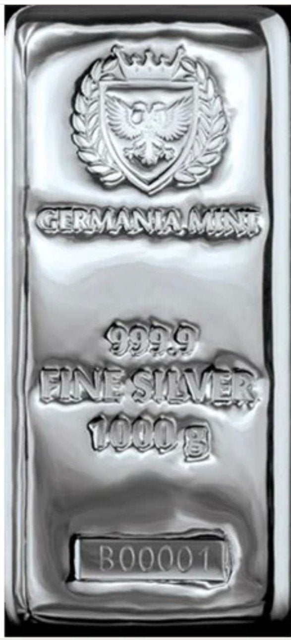 Germania Zilverbaar 1kg - 999.9 Fijn Zilver, Ophalen