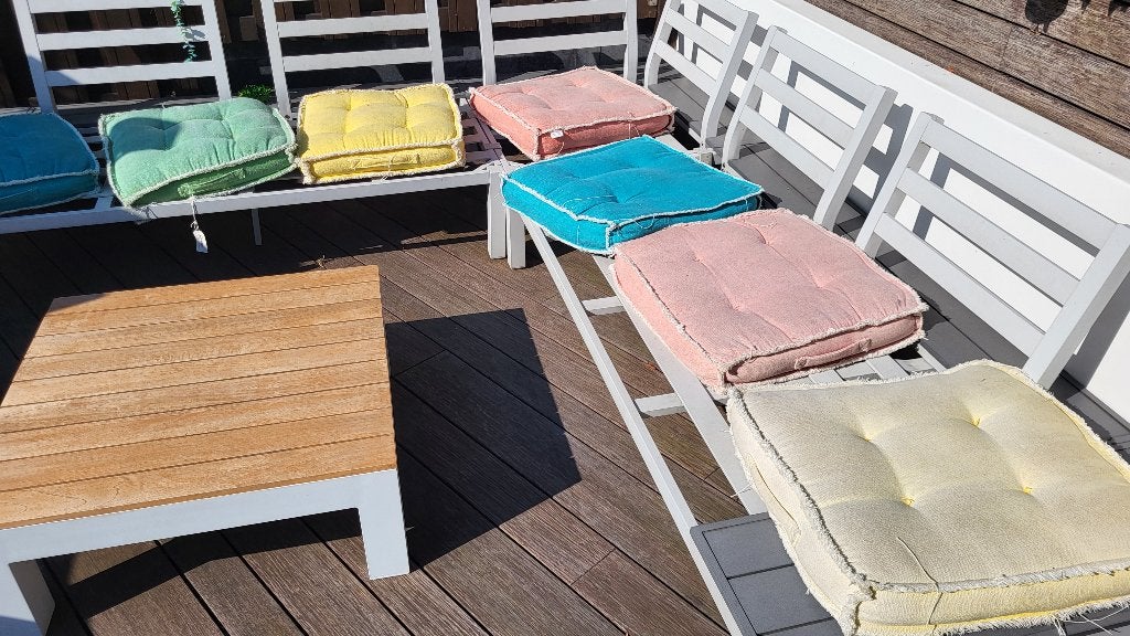 Kussens steigerhouten bank, Tuin en Terras, Ophalen, Gebruikt