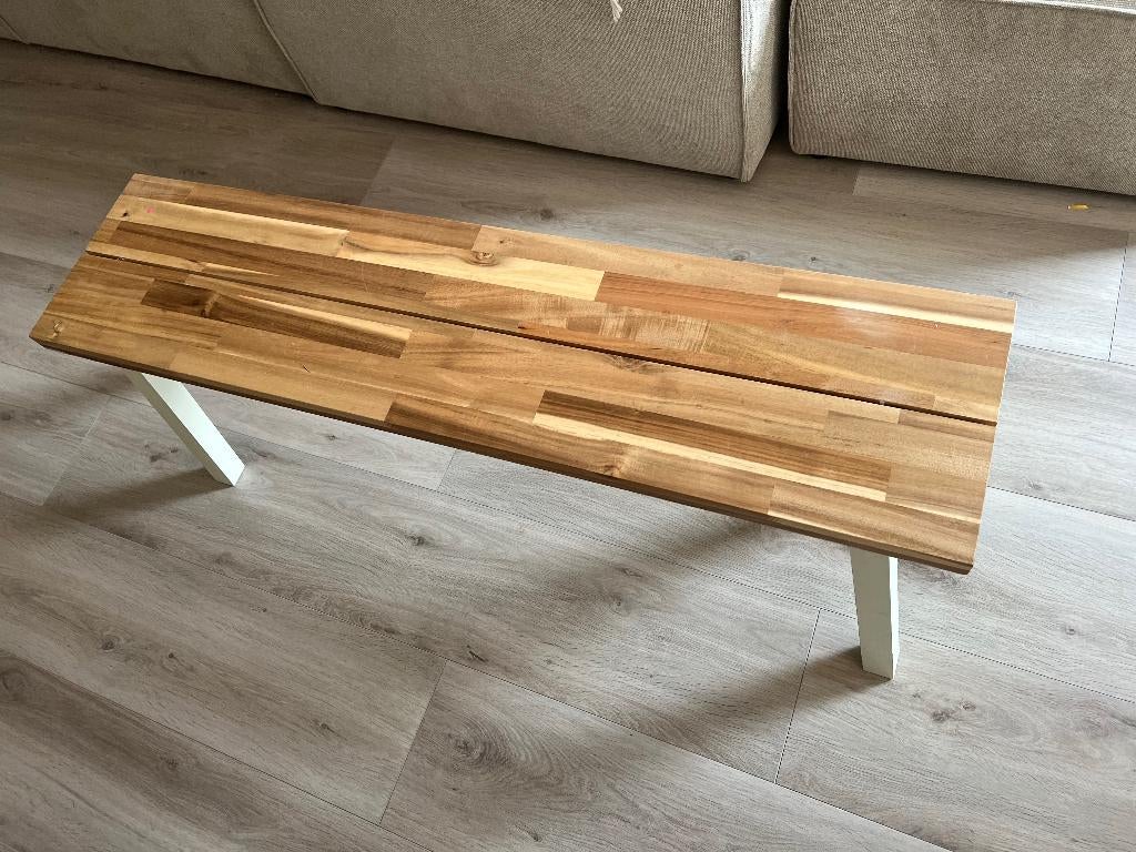 IKEA Skogsta Wooden Bench, White Legs, 120 cm, Ophalen, Hout