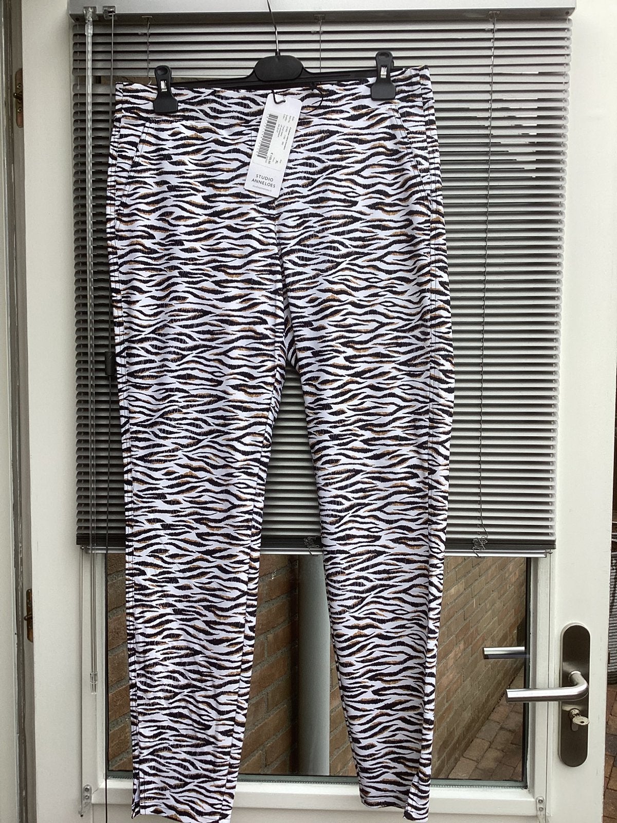 Studio Anneloes Travelstof broek zwart wit, Zwart, Maat 46/48 (XL) of groter, Ophalen of Verzenden, Zo goed als nieuw
