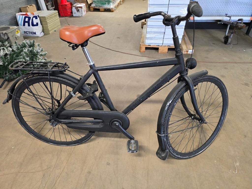 Zwarte stadsfiets met bruin zadel, Ophalen, Gebruikt, Overige merken