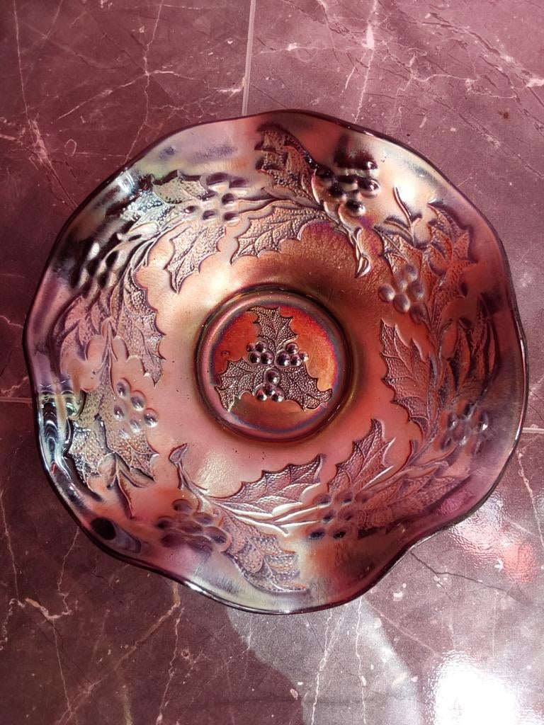 Antiek Dugan carnival glass, iriserend schaaltje., Ophalen of Verzenden