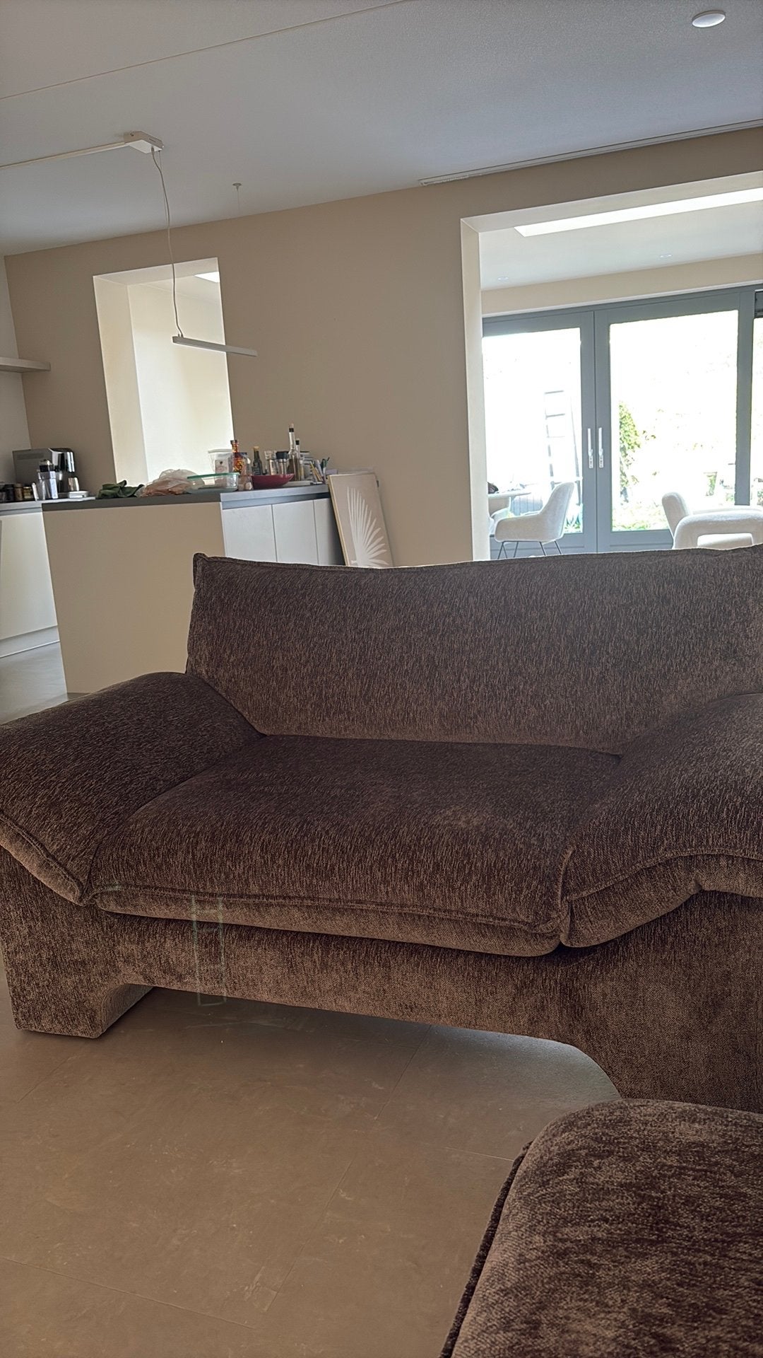 Loveseat bank donkerbruin, Ophalen, Tweepersoons, 75 tot 100 cm, Zo goed als nieuw