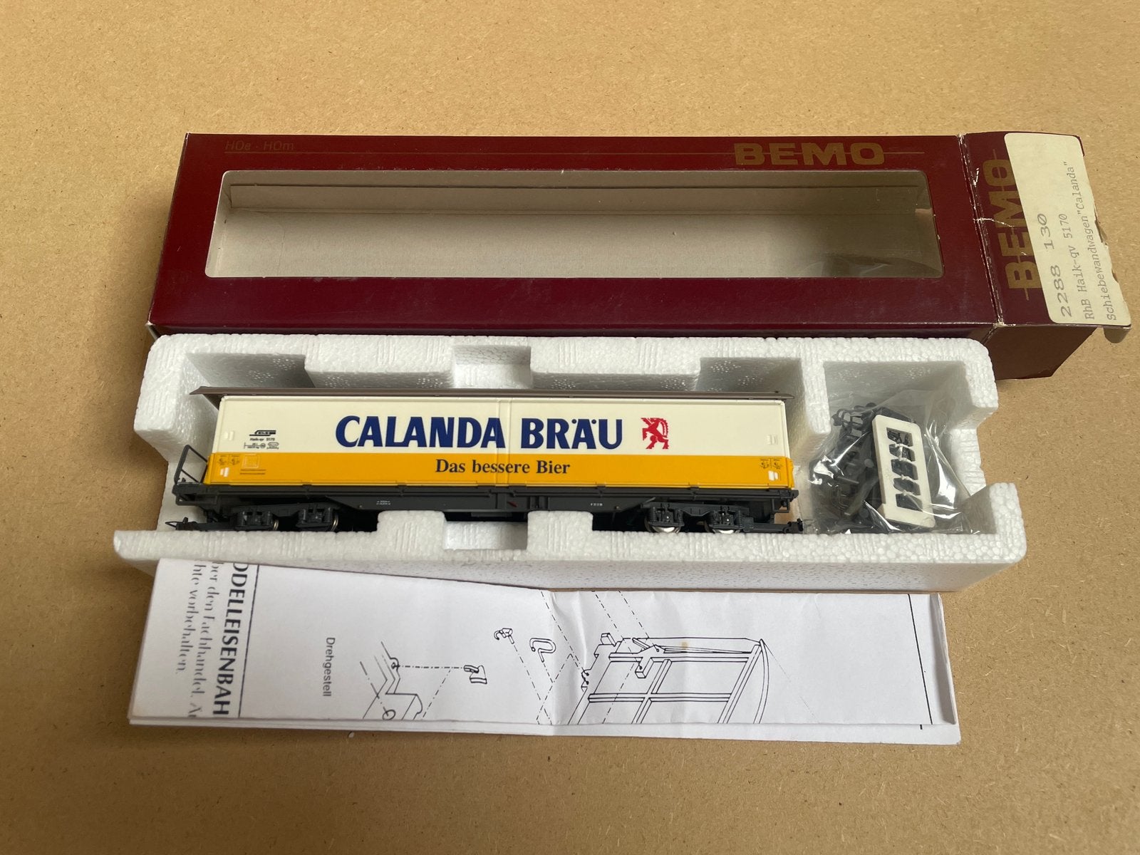 Bemo RhB H0m schuifwandwagen Haik-qv “Calanda” - 2288 130, Overige merken, Gelijkstroom, Wagon, Ophalen of Verzenden