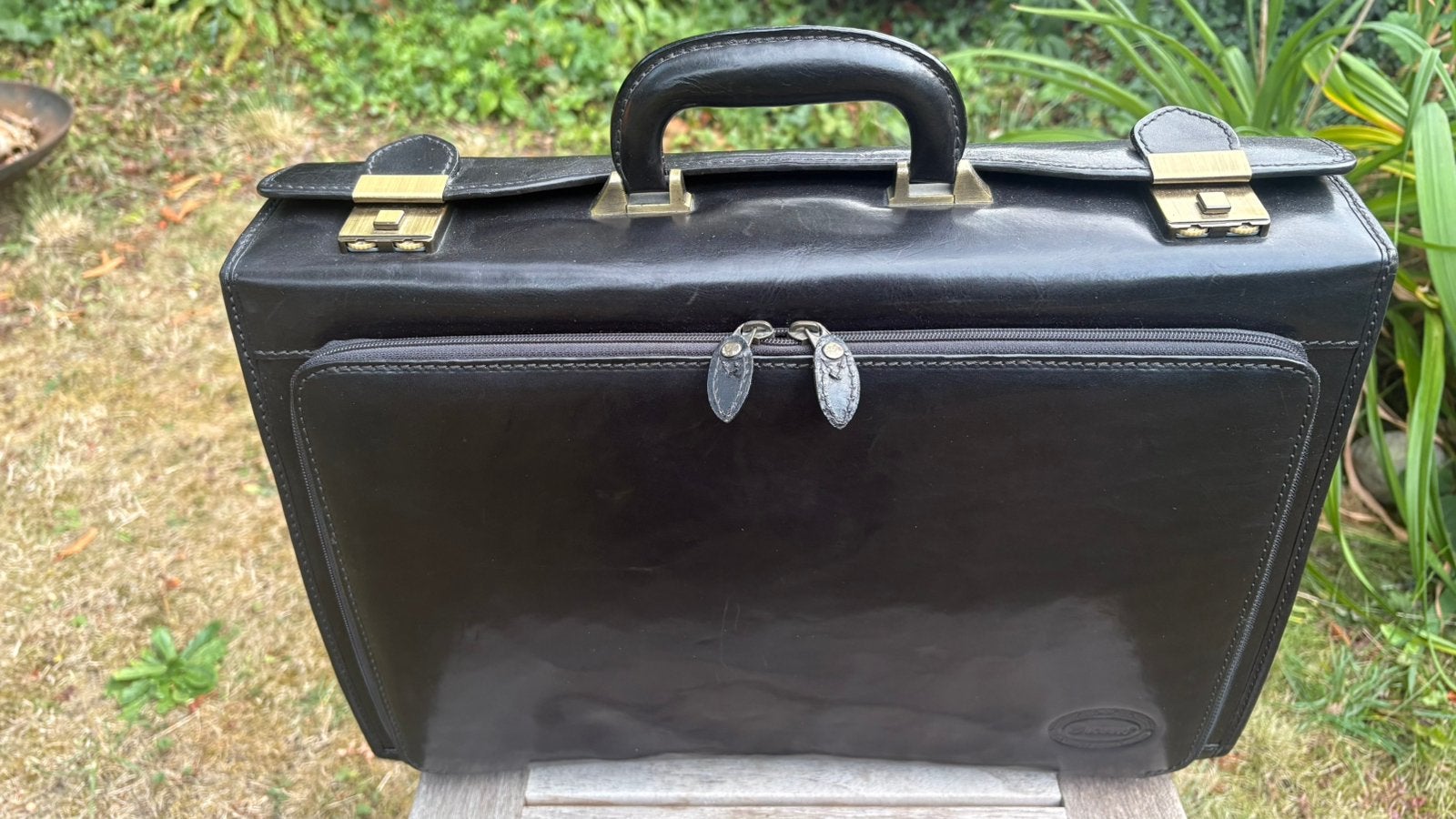 Prachtige leren aktetas van Luciano, Ophalen, Zwart, Minder dan 40 cm, Minder dan 35 cm