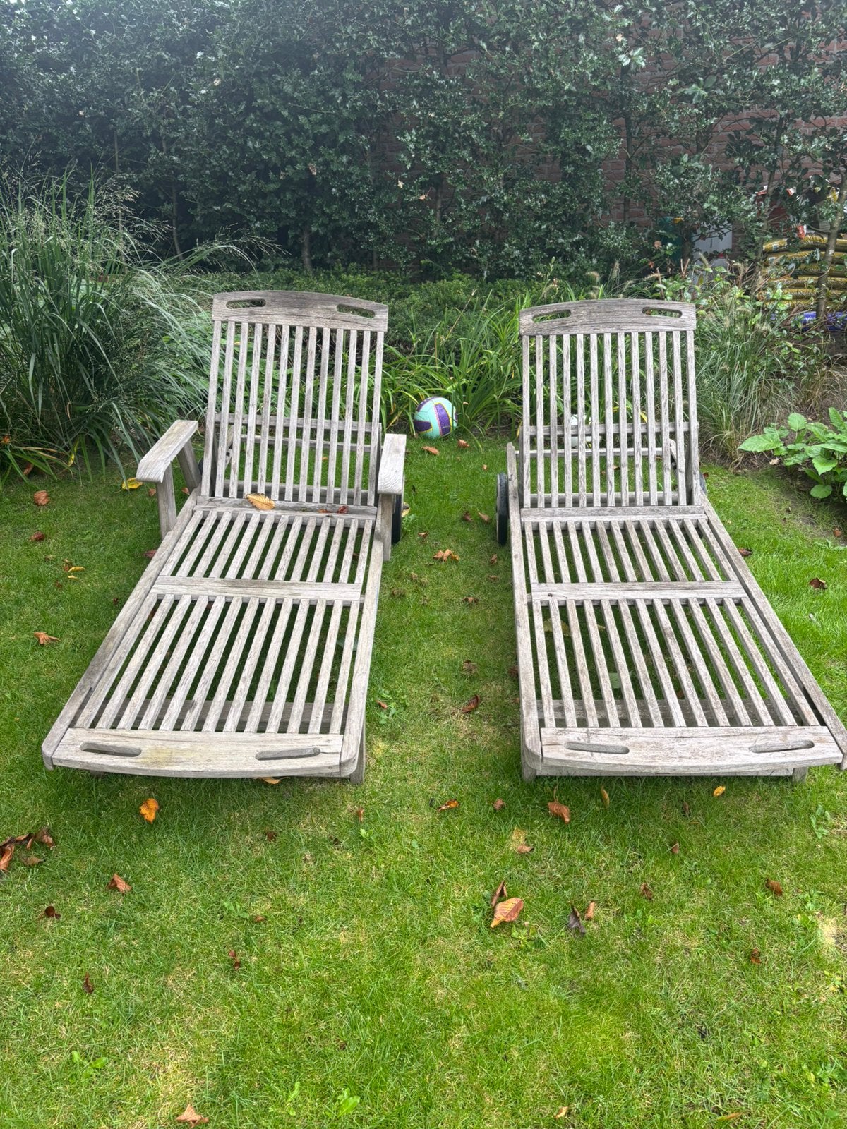 2x teak Gloster ligbed samen voor 600 euro, Tuin en Terras, Ophalen, Gebruikt, Teakhout, Inklapbaar