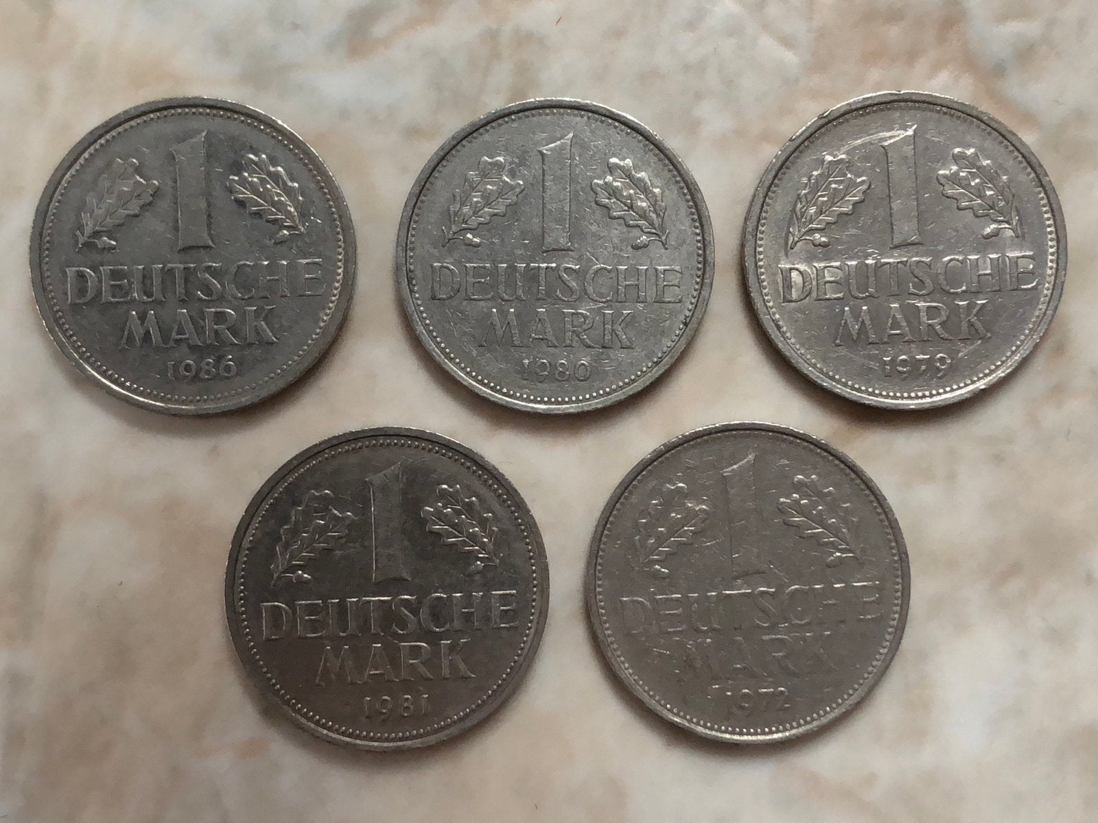 5 stuks 1 Deutsche Mark, Postzegels en Munten, Ophalen of Verzenden, Duitsland