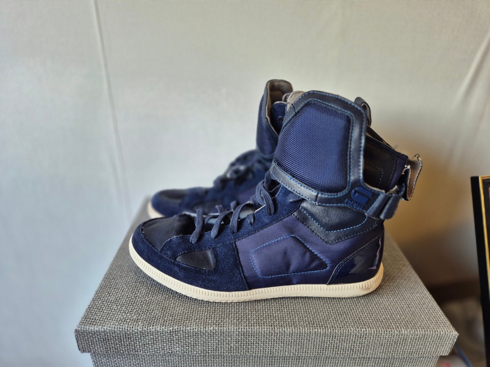 Stoere G-Star RAW High-Top Sneakers – Maat 40 – Blauw/Navy, Blauw, Ophalen of Verzenden, Sneakers of Gympen, Gedragen