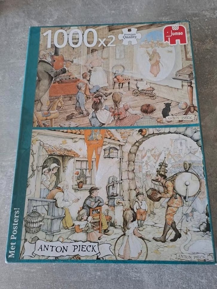 Anton Pieck 2 x 1000 + poster, Ophalen, 500 t/m 1500 stukjes, Zo goed als nieuw, Legpuzzel