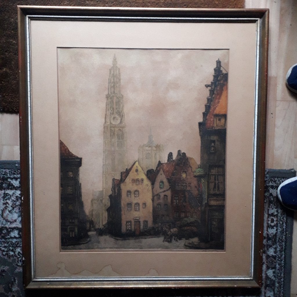 2 grote litho's Alfred van Neste, Gesigneerd, Ophalen of Verzenden, Overige onderwerpen, Lithografie