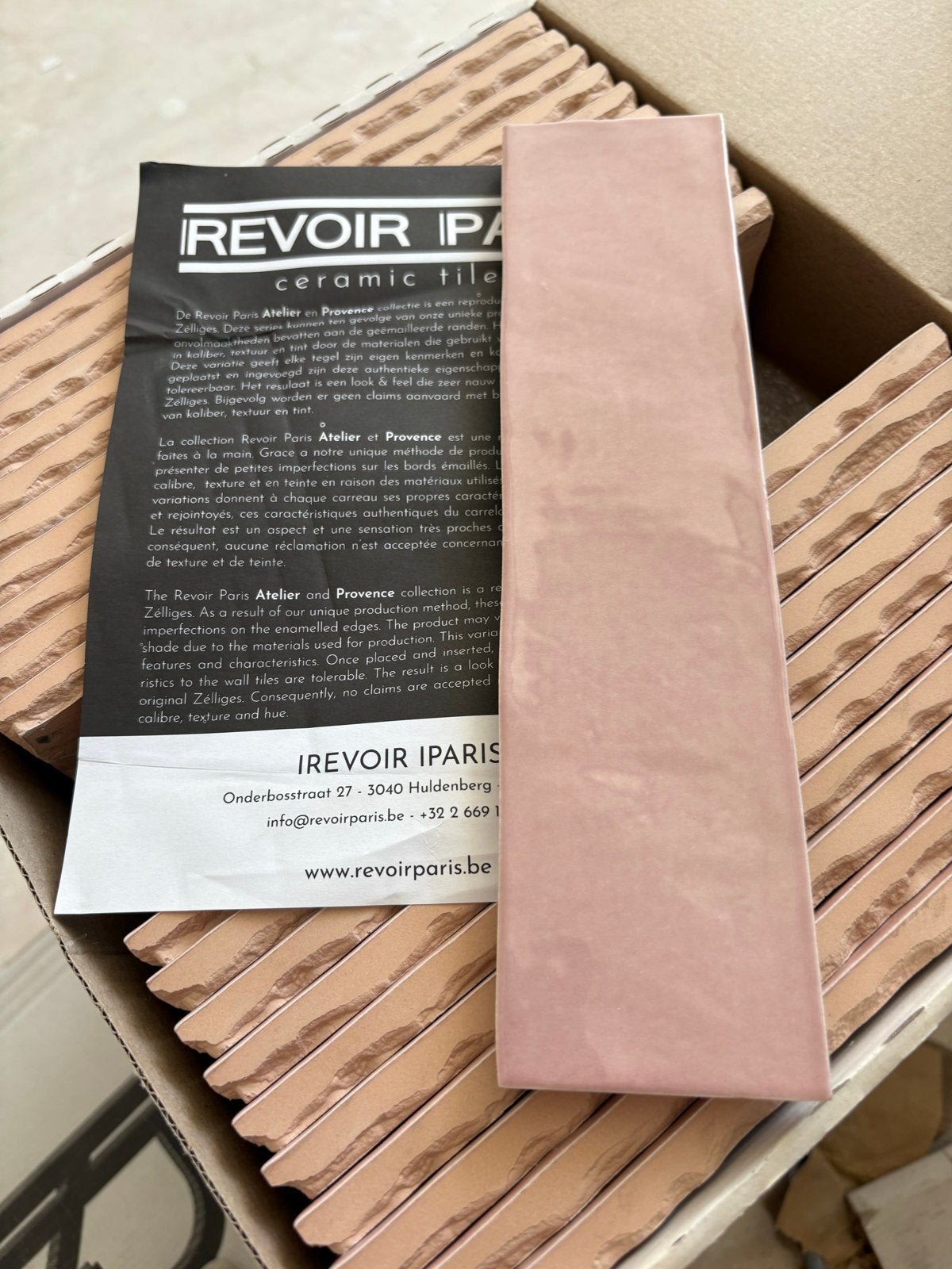 Revoir Paris Atelier Vieux Rose Gloss tegels (2,5 dozen), Ophalen, Nieuw, Minder dan 20 cm, 20 tot 40 cm