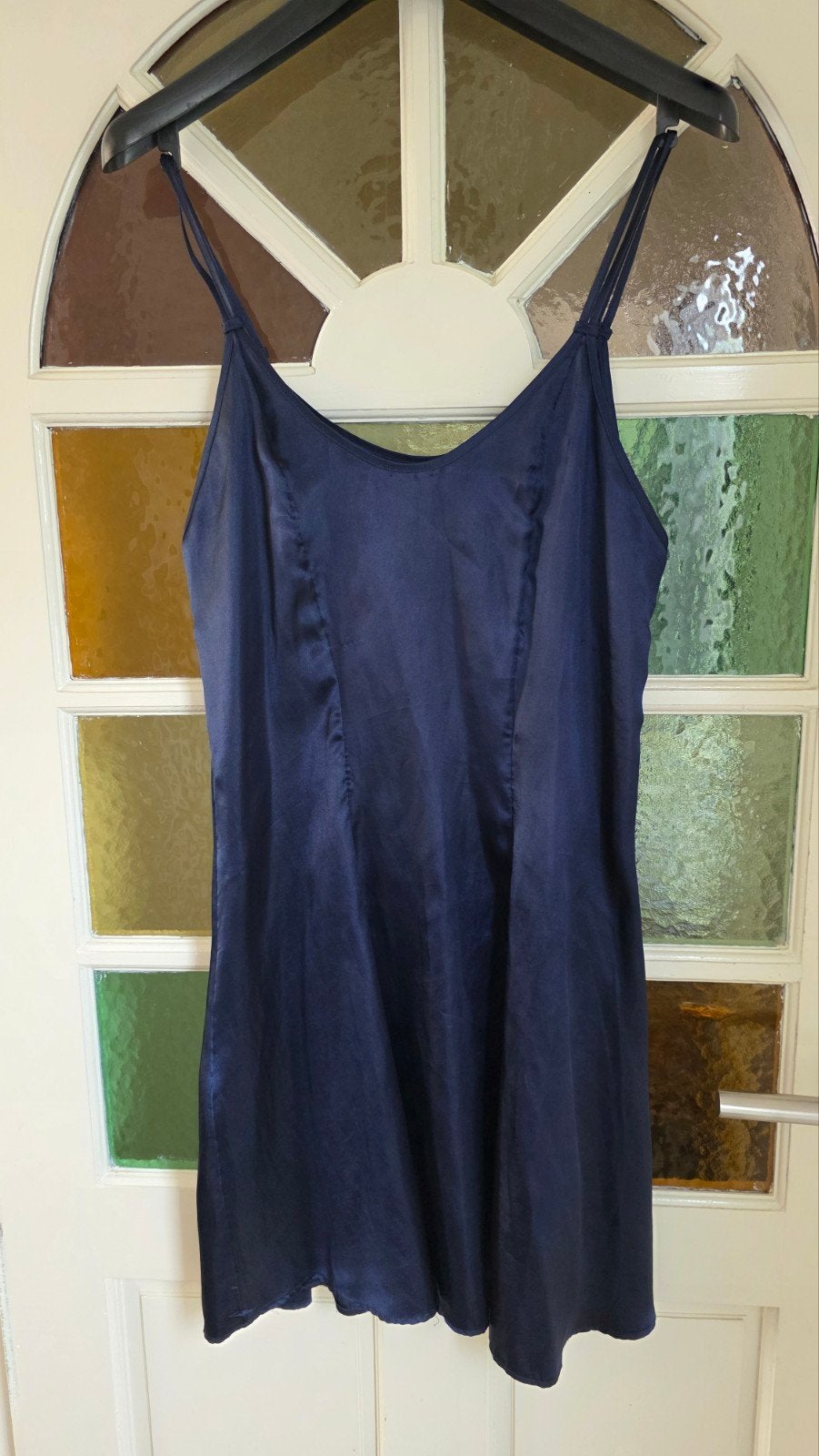 Donkerblauwe satijnen badjas en nachthemd set, Kleding | Dames, Onbekend, Ophalen of Verzenden, Blauw, Nachtkleding