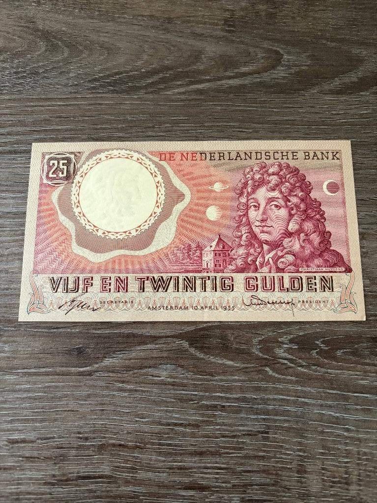 UNC biljet 25 gulden Huygens, 1955, Ophalen of Verzenden, 25 gulden
