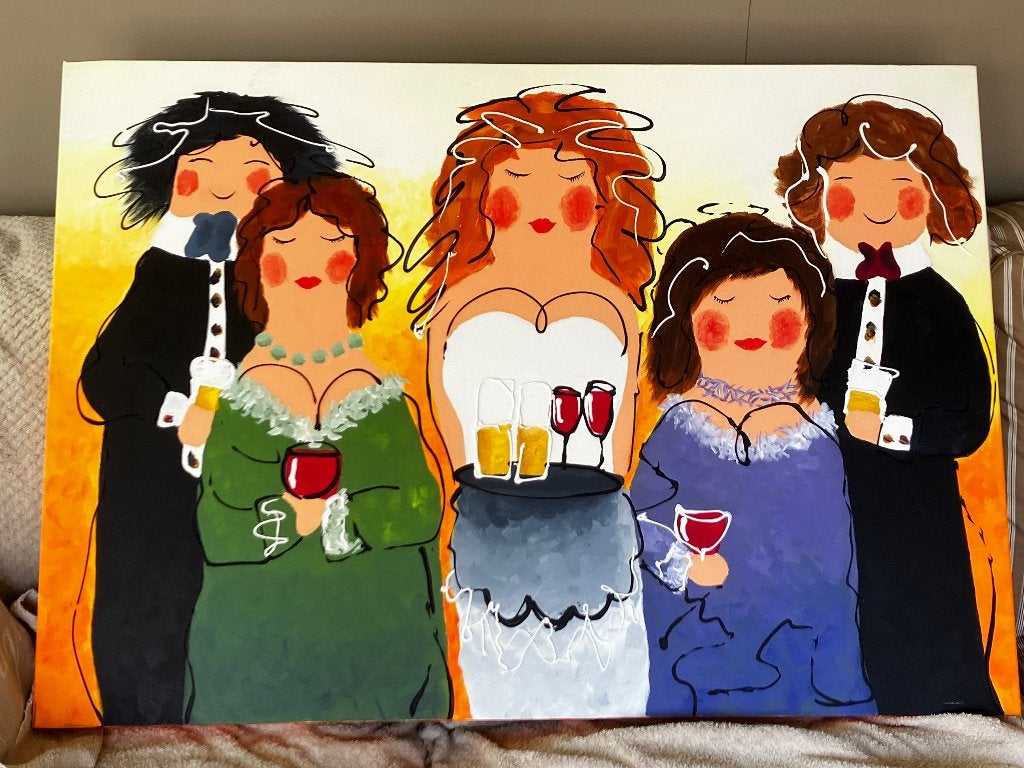 Canvas 100x 70 afbeelding bruiloft (dikke dames  stijl, Ophalen, 50 – 75, Gebruikt, Schilderij