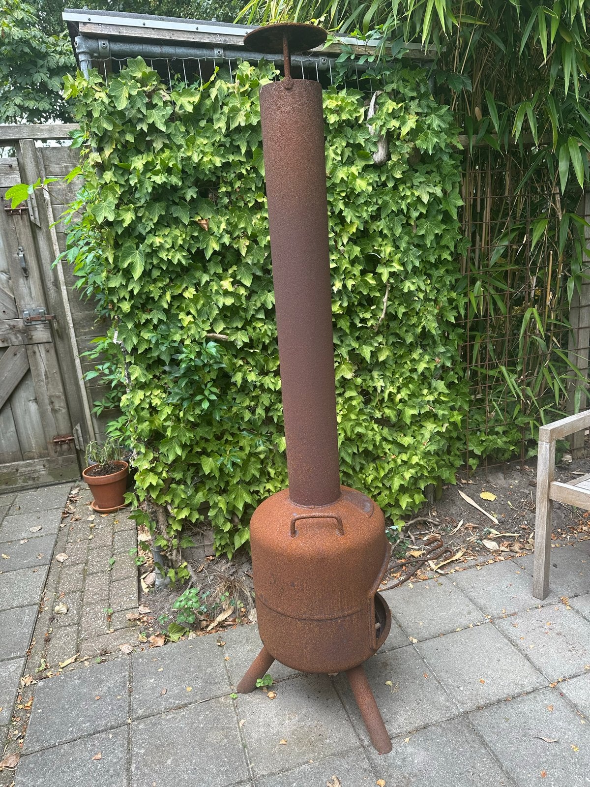 Roestige vuurton/tuinhaard voor sfeervolle avonden, Ophalen, Gebruikt, Vuurton