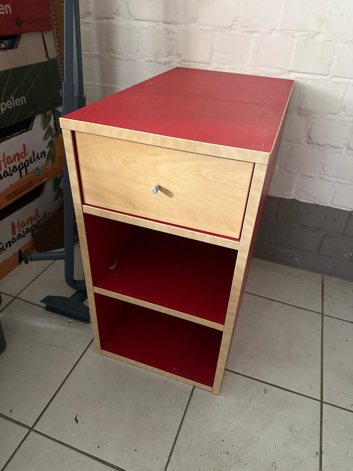 Mooie ladekast rood-licht beuken, Huis en Inrichting, Minder dan 50 cm, Gebruikt, 1 of 2 laden, Ophalen of Verzenden