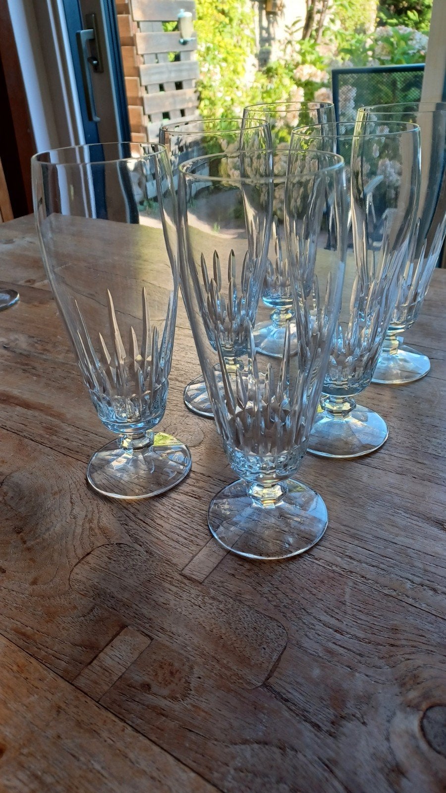 Set van 6 kristallen glazen op voet, Antiek en Kunst, Antiek | Glas en Kristal, Ophalen