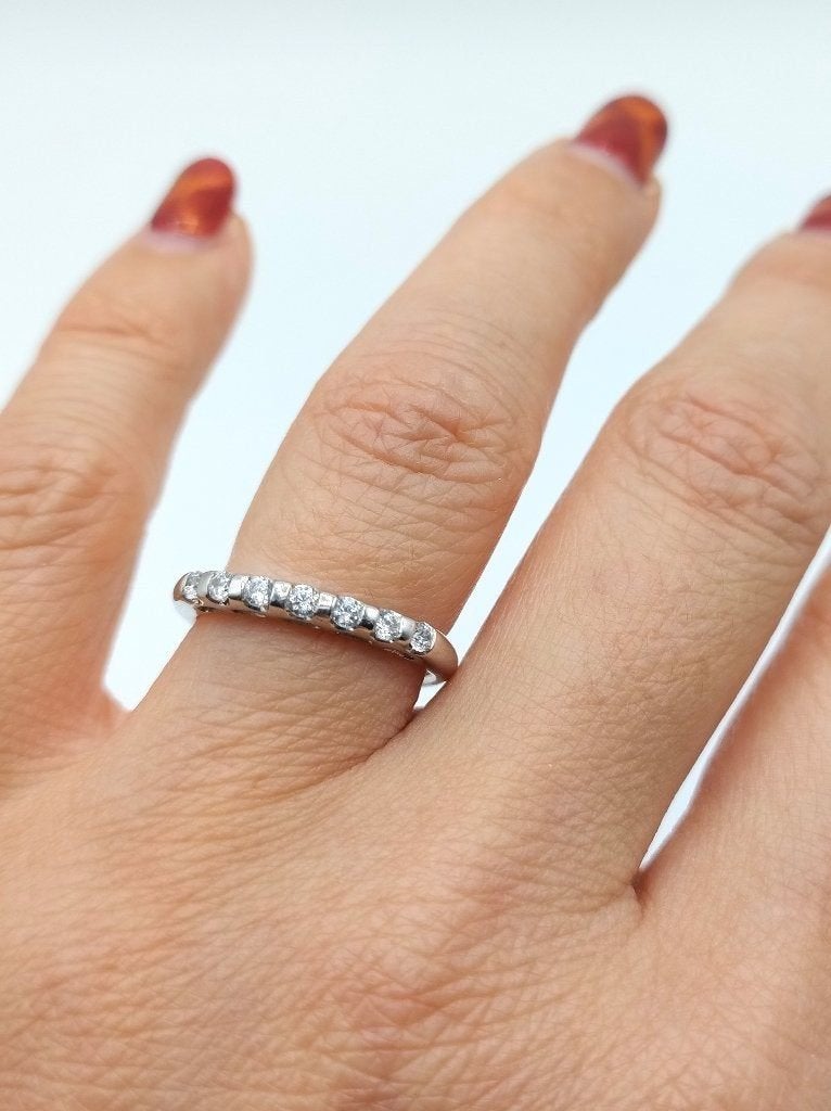 Zilveren aanschuif ring met zirkonia's, 17 mm, Sieraden, Tassen en Uiterlijk, Gebruikt, Info@zilverwebsite.nl, Verzenden, 17 tot 18