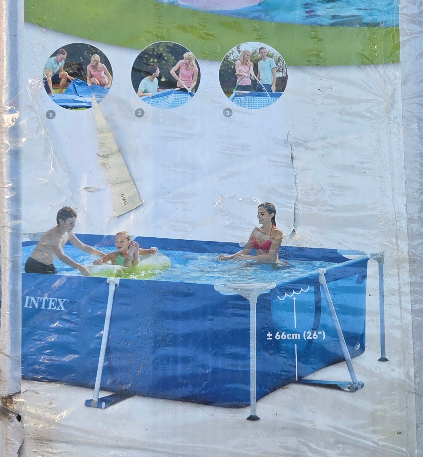Zwembad 3x2 meter met afdekzeil en andere toebehoren, Ophalen, Opzetzwembad, Rechthoekig, Minder dan 80 cm