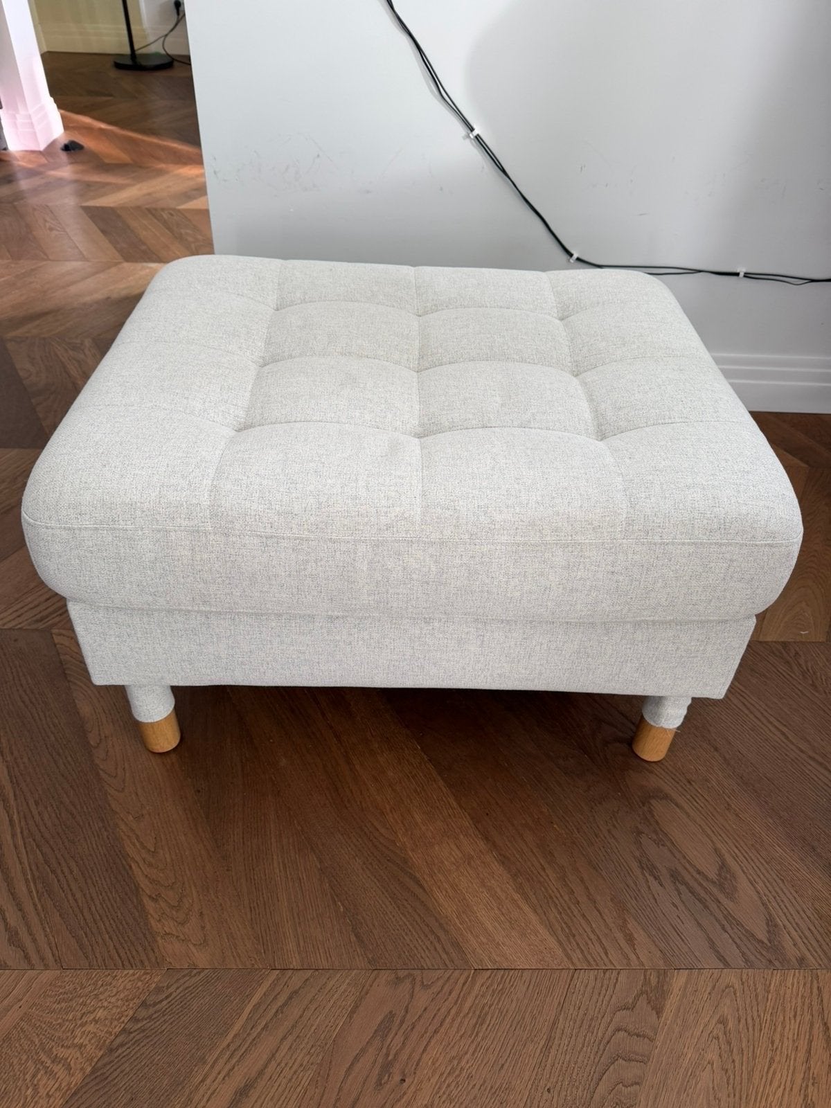 Ikea Landskrona voetenbank Gunnared beige, Ophalen, Zo goed als nieuw, Vierkant, Hout