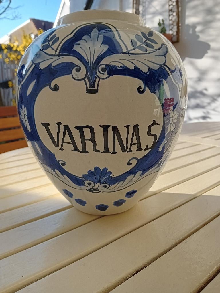 Tabakspot / vaas delfsblauwe stijl  blauw wit, Ophalen, Gebruikt, Wit, Aardewerk of Porselein