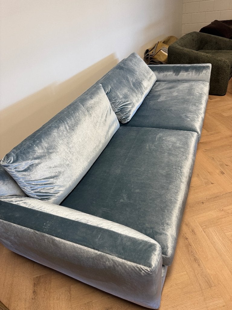 Arflex lichtblauwe velvetbank 280x120x35, Ophalen, 250 tot 300 cm, 100 tot 125 cm, Velvet