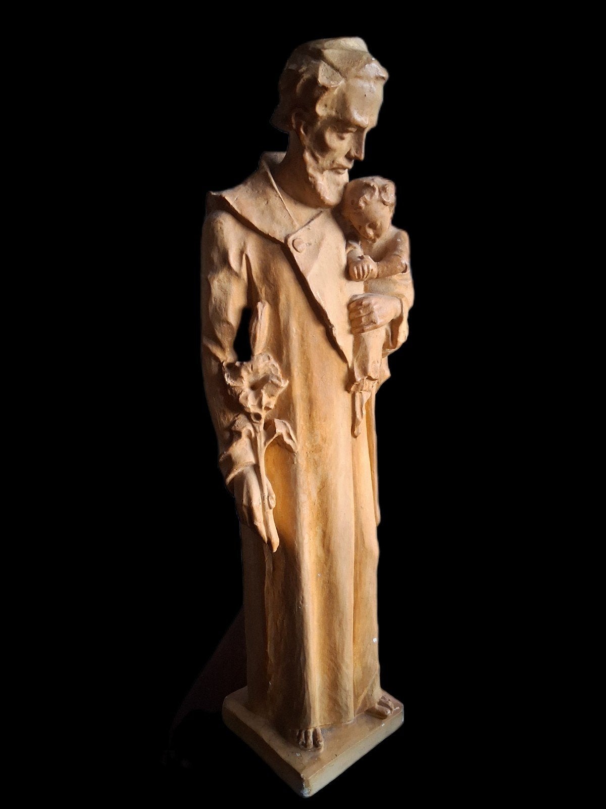 Groot Jaren '30 Art Deco Heiligenbeeld Sint-Jozef, Ophalen
