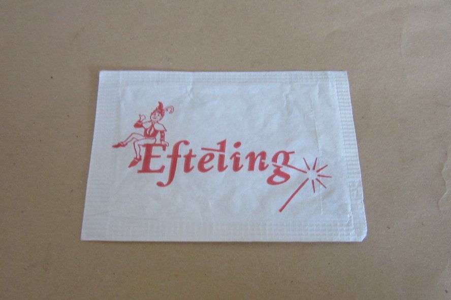 Efteling suikerzakje logo met Kleine Boodschap (2), Verzamelen, Efteling, Verzenden, Gebruikt, Overige typen