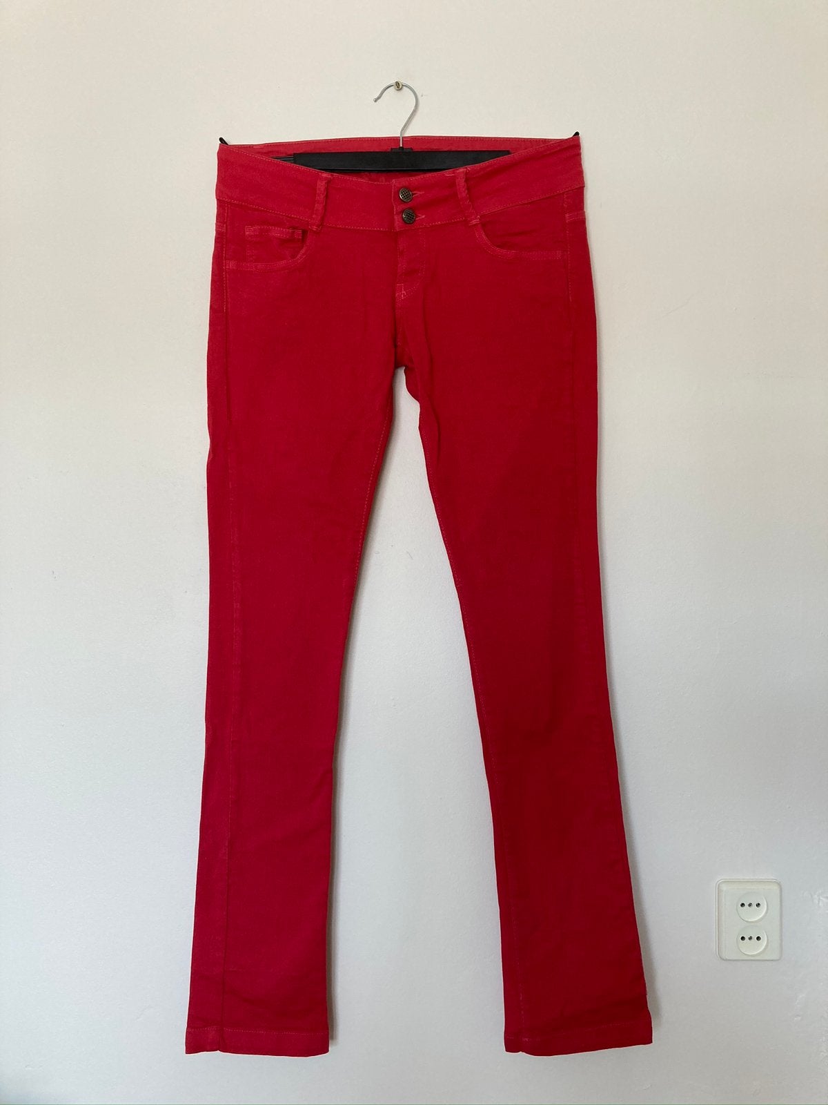 Zara TRF rode broek 40 five pocket jeans egf dubbele knoop, Overige kleuren, Zara, Ophalen of Verzenden, Zo goed als nieuw