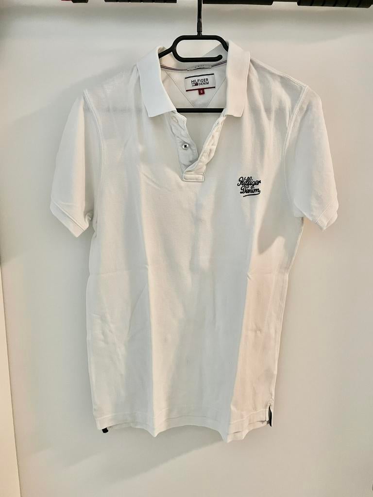 Hilfiger Denim Polo Slim Fit Wit - Maat S, Wit, Ophalen of Verzenden, Zo goed als nieuw, Tommy Denim