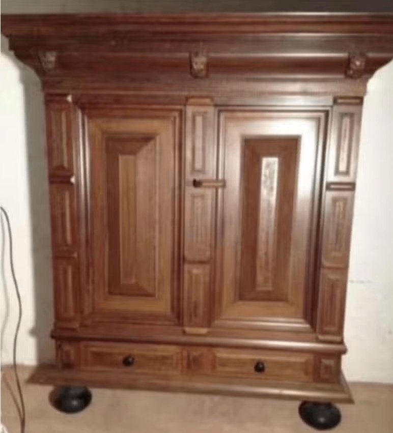 Eikenhouten kussenkast, rankenkast, kast; 187*178*36,5 cm, Ophalen