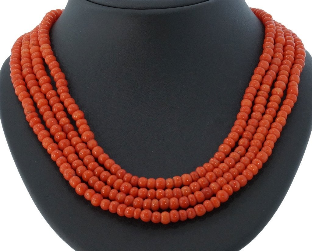 Bloedkoraal fraai antieke ketting 14k slot goud vintage dame, Ophalen of Verzenden, Goud, Ketting, Met edelsteen